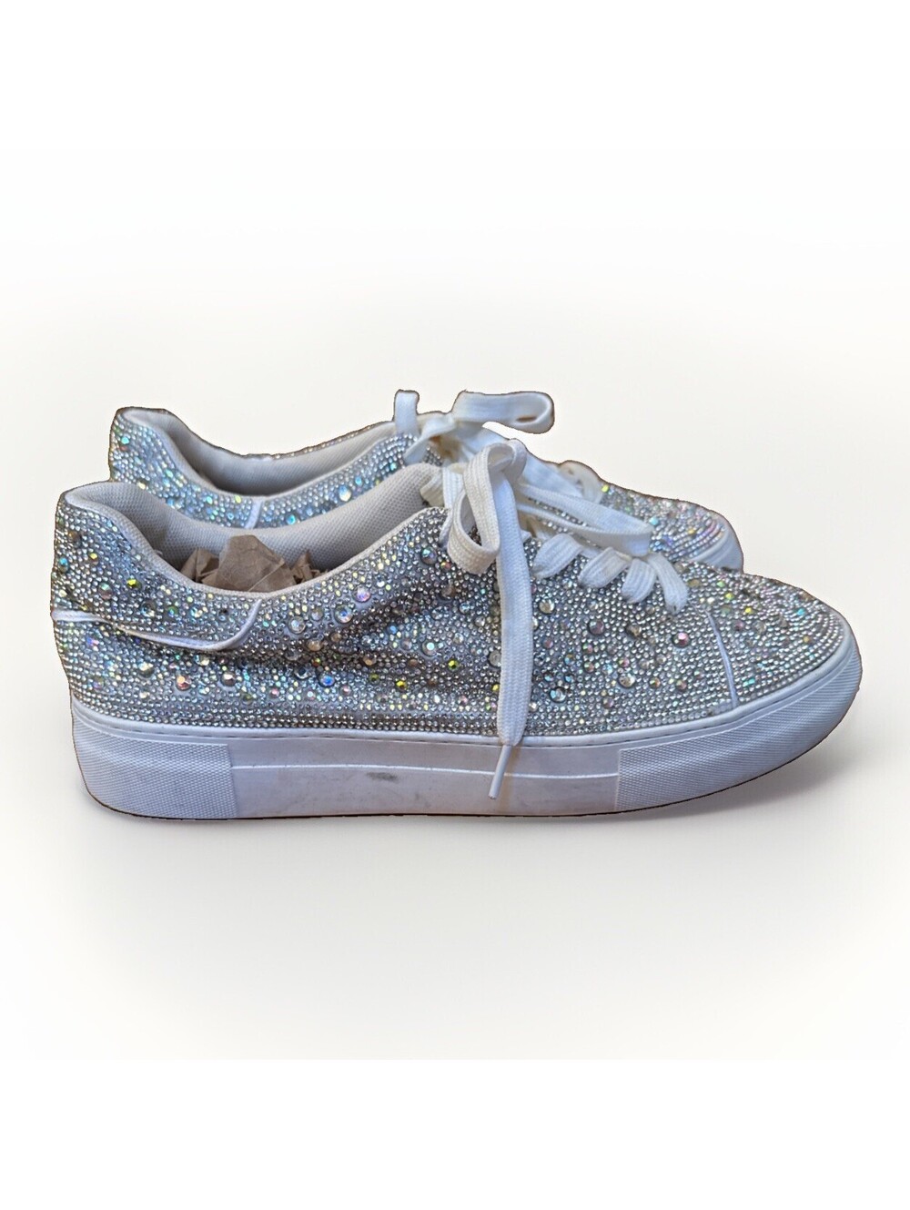 Rhinestone Bling Athletic Shoes Sneakers Bride Wedding Ladies 9